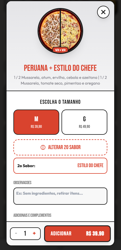 Selecao de Tamanho e Cor